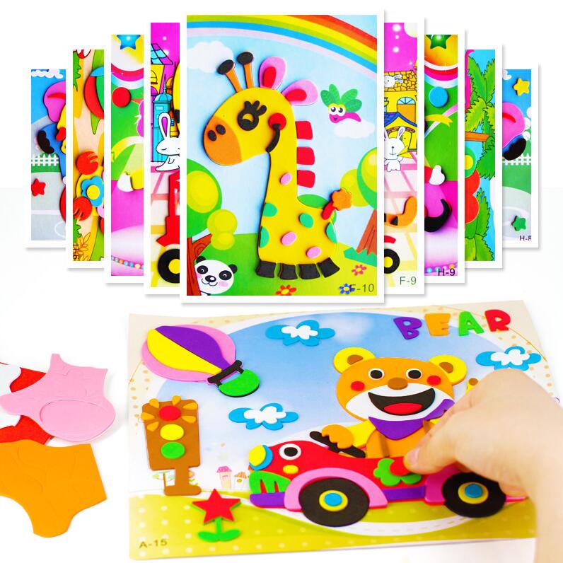 Buy 6 Pcs Kids Arts and Crafts, Toddler Arts and Crafts for Kids Ages 2-4  Years, 3D EVA Foam Mosaic Sticker Puzzle Game DIY Cartoon Animal Learning  Education Toys Online at Lowest