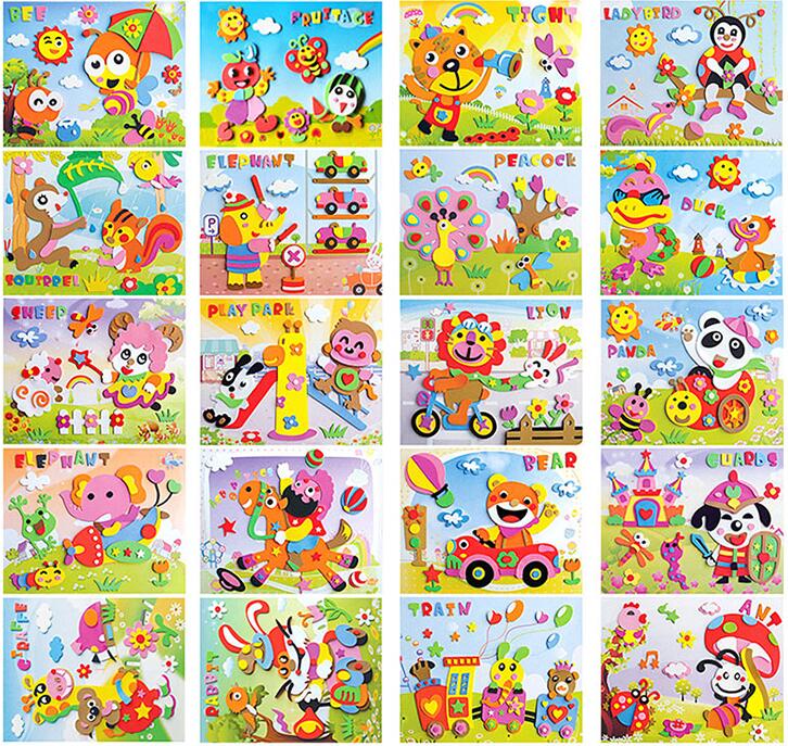 10pcs DIY Funny Cartoon 3D EVA Foam Sticker Puzzle Toys Art Crafts