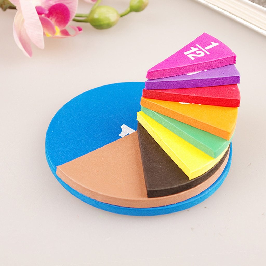 51Pcs/Set Magnetic Round Fractions Counting Wooden Education Kids Toy W9S6 