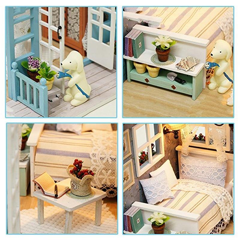 DIY MINI Doll House Miniature DIY Dollhouse With Furnitures Wooden House  Waiting Time Toys For Children Birthday Gift C007