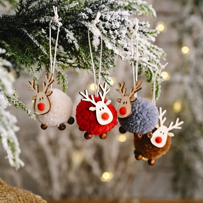 Cute Felt Wooden Elk Christmas Tree Decorations Hanging Pendant Deer ...