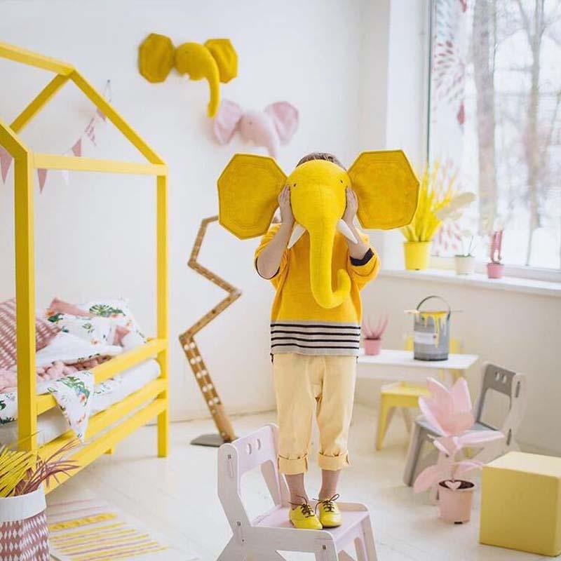 Plush Stuffed Wall Hanging Animal Head Wall Mount Doll Toy Kids Gift Room  Decor