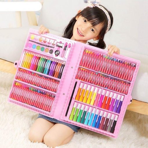 168pcs Mega Art Coloring Set Painting Set Color Set Water Color Pen Crayon  Drawing Set for Children Gifts Tools Kit