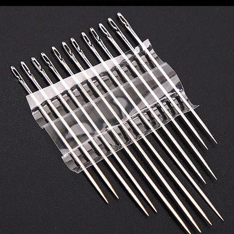 self-threading Needles, Upgraded Stainless Steel Sewing Needles for Handsewing, 12pcs Easy to Thread Sewing Needles for The Elderly, Easy Side