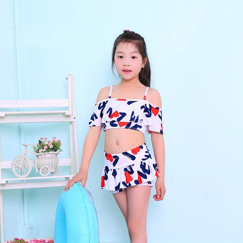 Kids Two Pieces Love Print Swimsuits - Grandma's Gift Shop