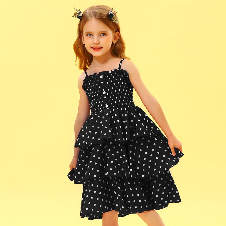 Summer Pouf Dress With Dots for Girls 2 to 10 Years - Grandma's Gift Shop