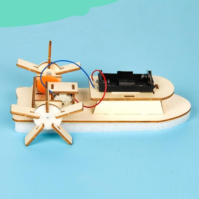 Kids DIY Electric Motor Boat Wooden Science Model Educational Toys ...