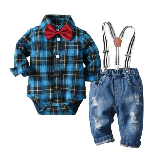 Newborn Baby Boy Denim Romper Clothes