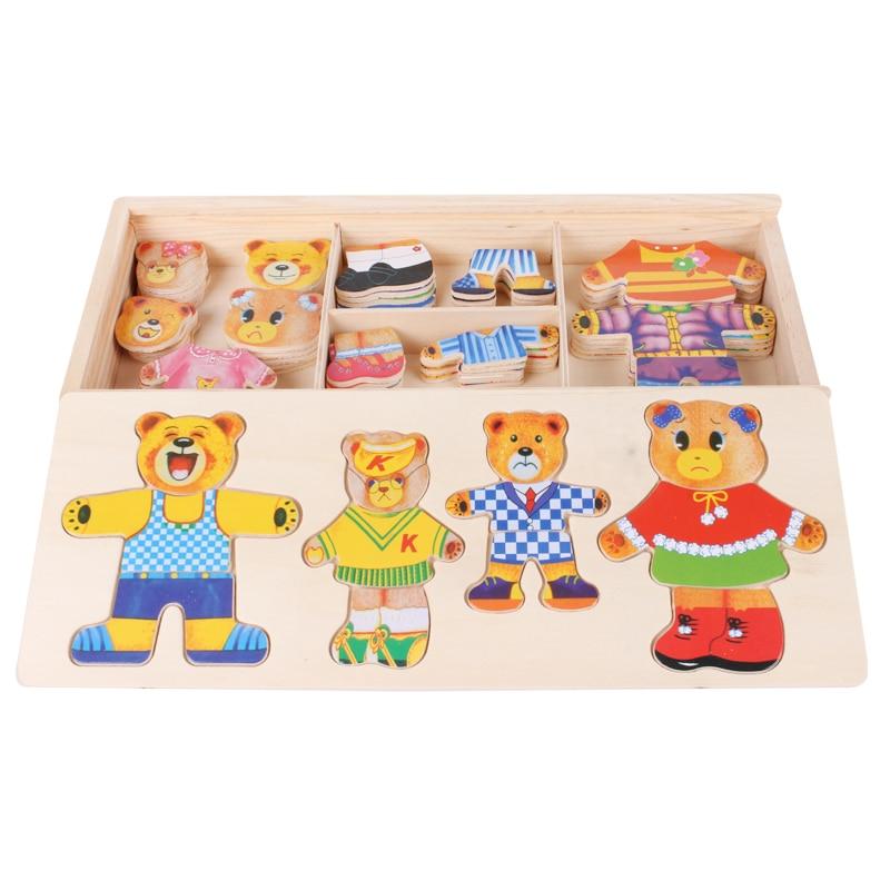 wooden bear dress up toy