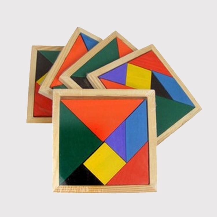 Newcreativetop 7 Piece Children Educational Toy Colorful Wooden Brain  Training Geometry Tangram Puzzle