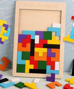 Colorful 3D Puzzle Wooden Tetris Game Toy