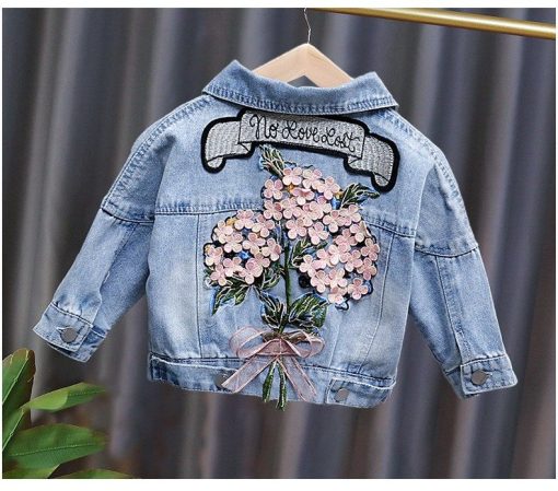 Girls Floral Denim Jacket - Grandma's Gift Shop