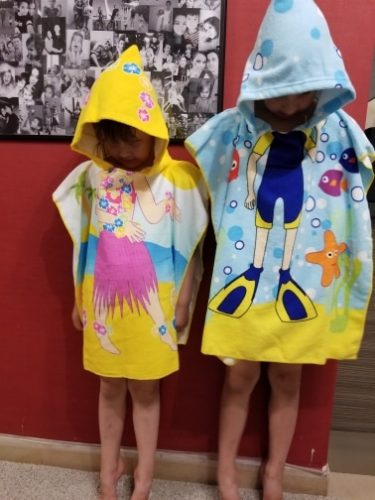 Cartoon Print Hooded Bathrobe Towel photo review