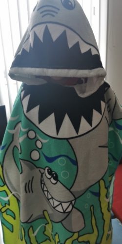 Cartoon Print Hooded Bathrobe Towel photo review