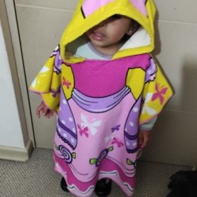 Cartoon Print Hooded Bathrobe Towel photo review