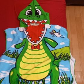 Cartoon Print Hooded Bathrobe Towel photo review