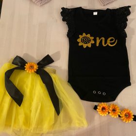 3Pcs Baby Girl Sunflower Style Outfit Set photo review