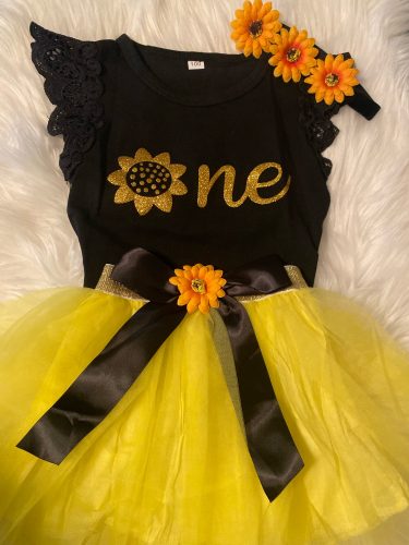 3Pcs Baby Girl Sunflower Style Outfit Set photo review