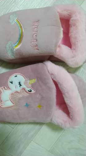 Baby Girl Unicorn Fur Indoor Shoes photo review